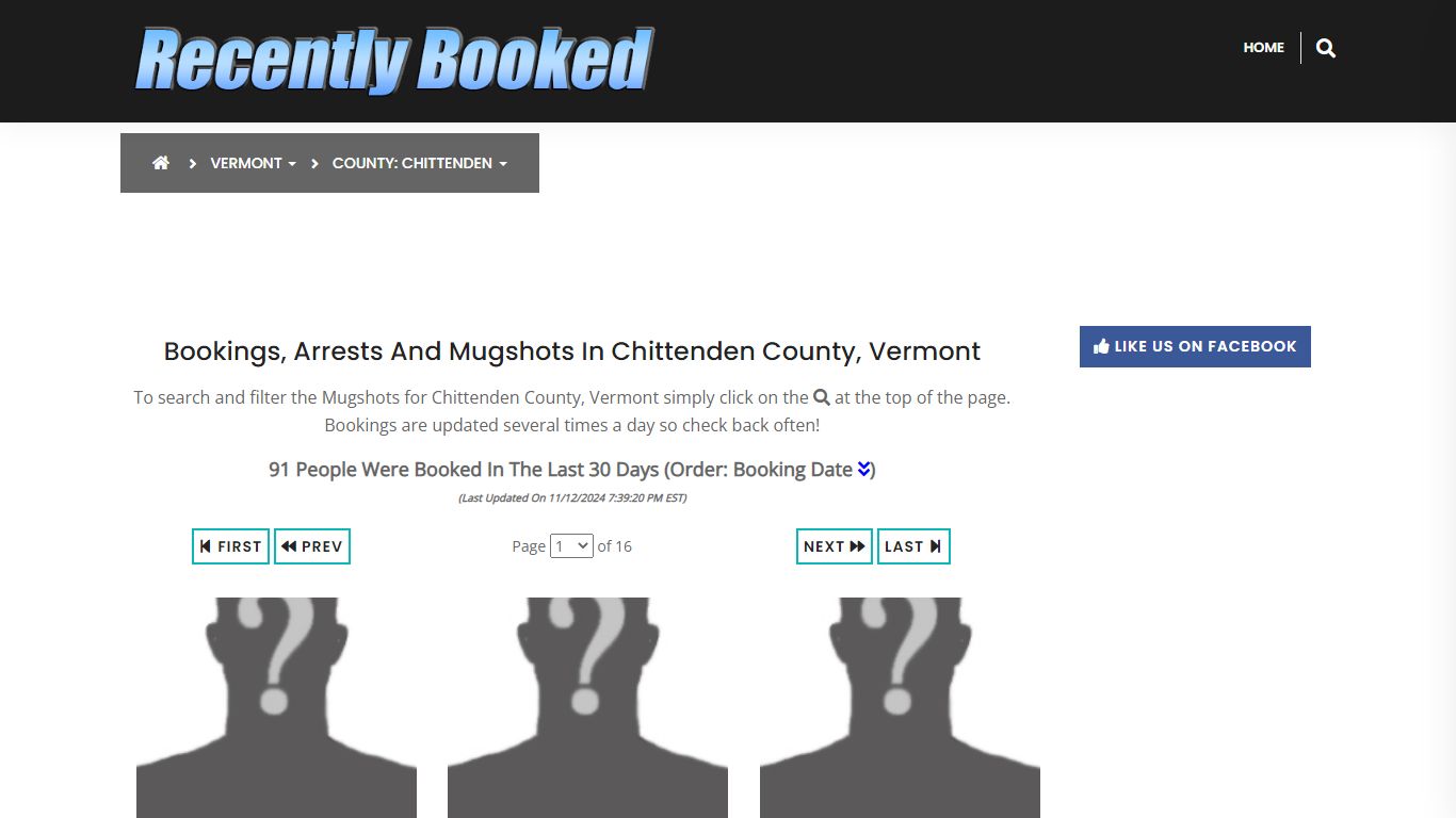 Bookings, Arrests and Mugshots in Chittenden County, Vermont